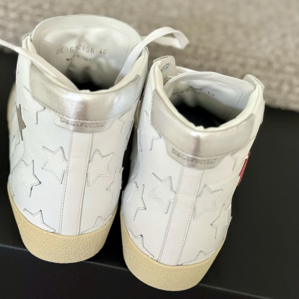 SAINT LAURENT Leather High Top Sneakers - Picture 8 of 14